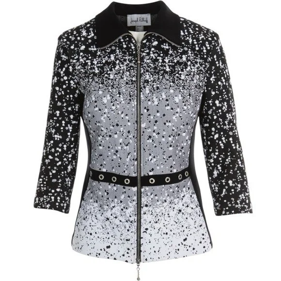 Joseph Ribkoff Black Eyelet Accent Jacket - Picture 2 of 14